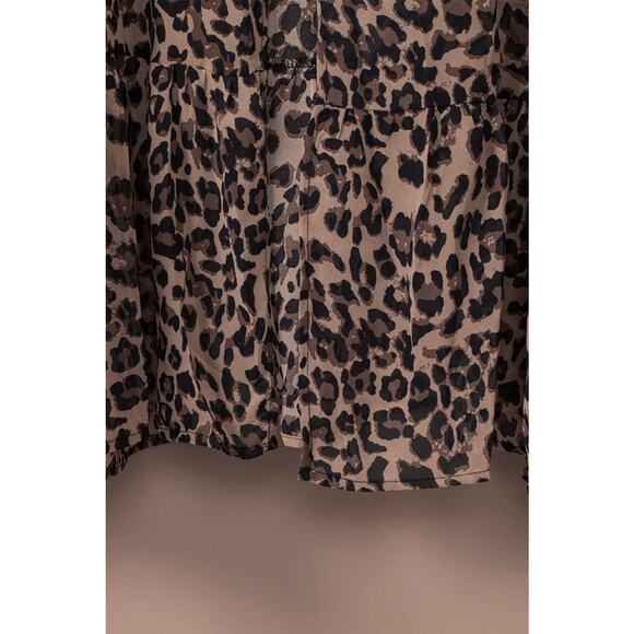 Cassia Leopard Kimono Beach Cover Up Sheer White Tie Waist Open Front Large - Picture 13 of 13